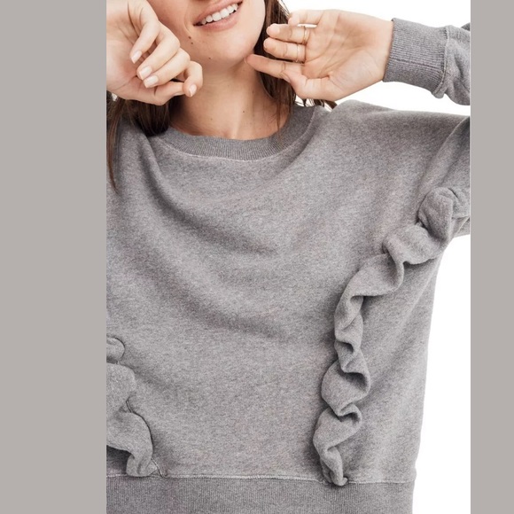 New Madewell Ruffle Sweatshirt Size Small - Picture 2 of 11